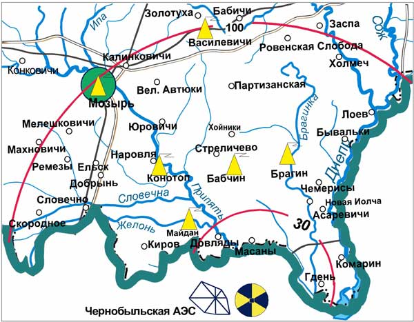 Карта украины с областями чернобыль на карте